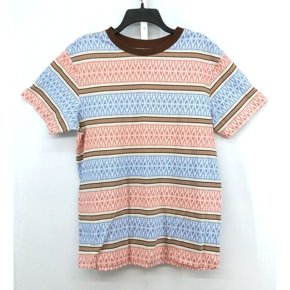 Original Use Shirt Men Size M Blue Pink Striped Short Sleeve Crew Neck Top
